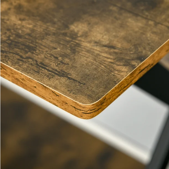 HOMCOM Industrial Computer Desk with Monitor Shelf and Storage Brown