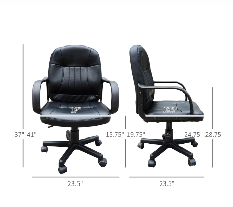 HOMCOM PU Leather Mid-Back Swivel Computer PC Office Desk Chair