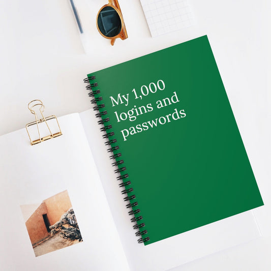 My 1,000 passwords and logins Spiral Funny notebook