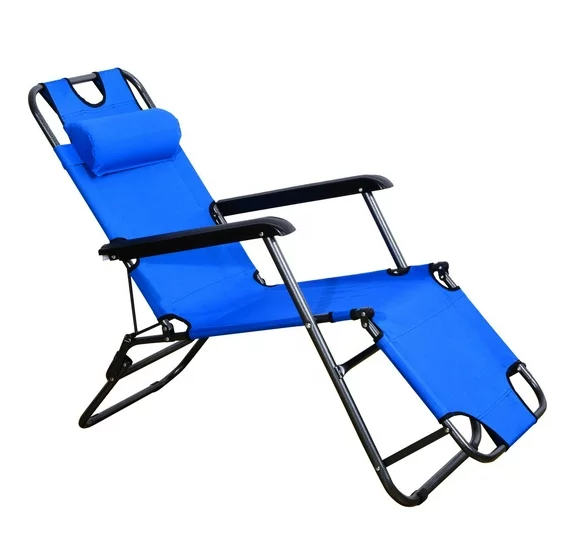 Lounge Chair Folding Portable Chaise Sun Lounger Recliner Outdoor Pool