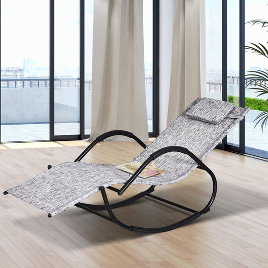 Outsunny Patio Mecedora Sillón Chaise Rocker Gris