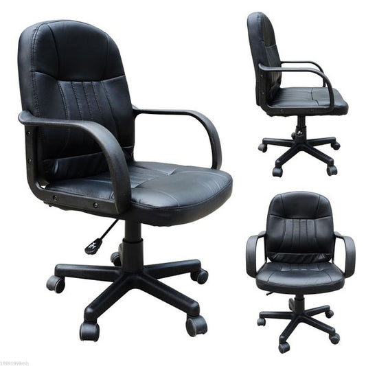 HOMCOM PU Leather Mid-Back Swivel Computer PC Office Desk Chair