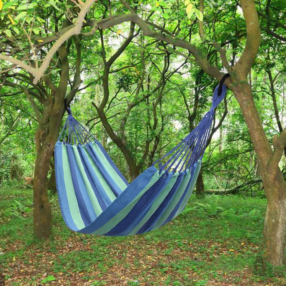 1pc Portable Blue and green stripes Hammock Outdoor